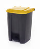 Yellow-lidded pedal trash bin