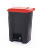 Waste pedal bin featuring a red top