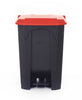 Trash can with red cover