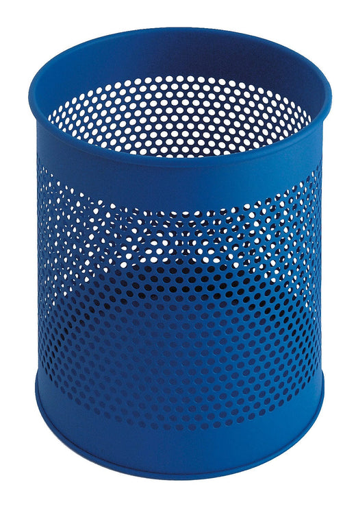 15 Litre perforated litter bin in blue with large aperture. 
