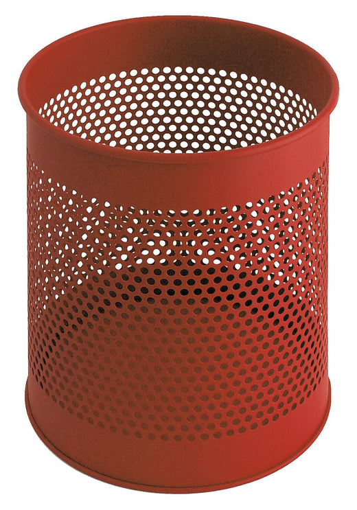 Open top paper waste trash bin in red .