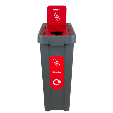 Slim Profile Recycling Bin with Integrated Signage - 70 Litre