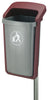 Post mountable litter bin with burgundy surround and grey internal compartment with white tidyman logo