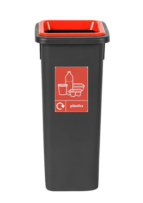 Freestanding Colour Coded Recycling Bin in Black - Available in 3 Sizes