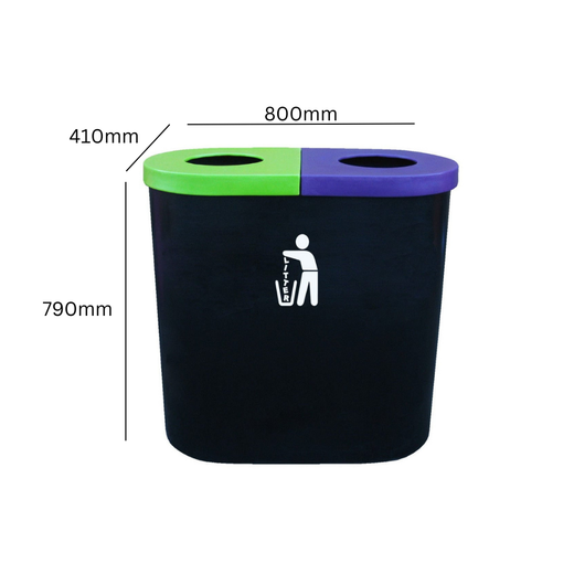 Popular Twin Litter Bin - 140 Litre