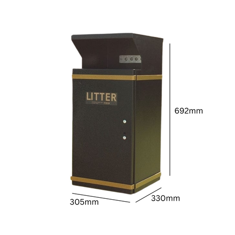 Post Mountable Hooded Litter Bin - 42 Litre
