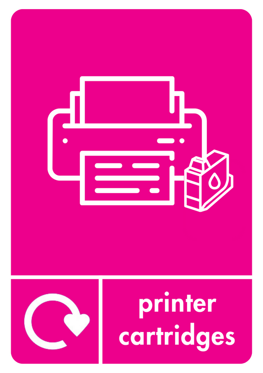 Printer cartridges A5 pink recycling label 