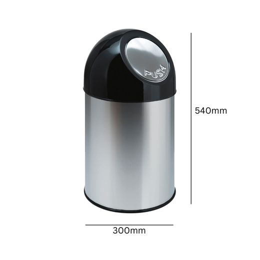 Stainless Steel Push Bin with Liner - 30 Litre