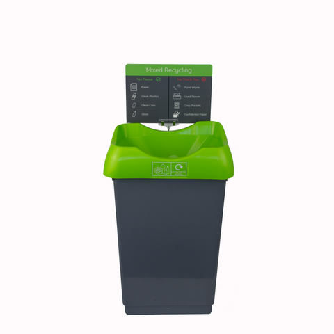 Open Top Recycling Bin with Coloured Lids and Stickers - 50 Litre