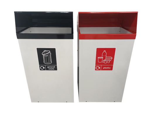 Metal Hooded Colour Coded Recycling Bins - 60 & 80 Litre Available