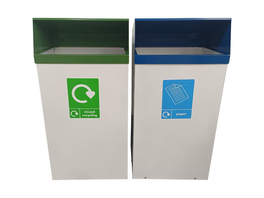 Metal Hooded Colour Coded Recycling Bins - 60 & 80 Litre Available