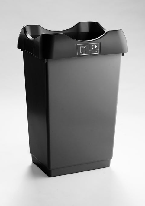 Open Top Recycling Bin with Coloured Lids and Stickers - 50 Litre