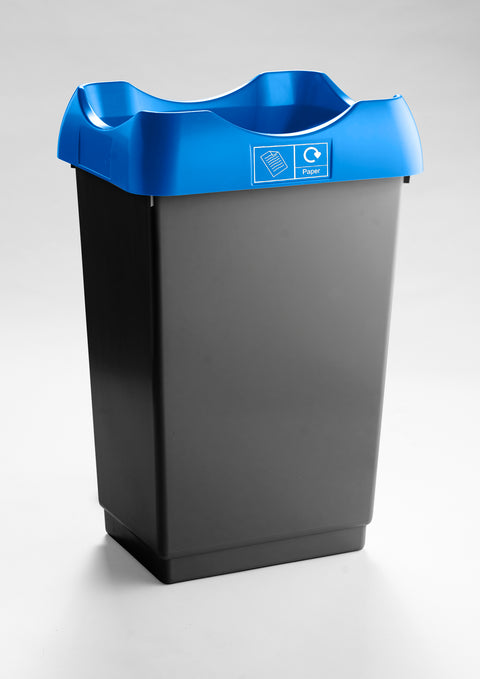 Open Top Recycling Bin with Coloured Lids and Stickers - 50 Litre