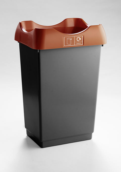 Open Top Recycling Bin with Coloured Lids and Stickers - 50 Litre
