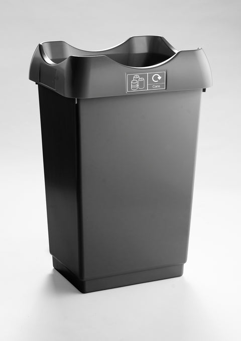 Open Top Recycling Bin with Coloured Lids and Stickers - 50 Litre