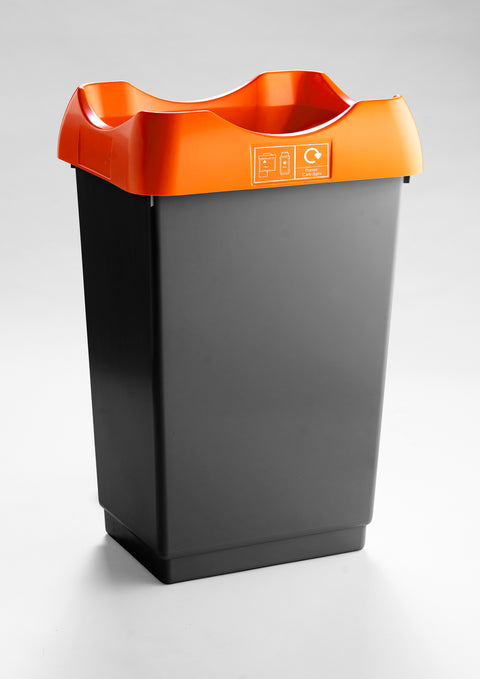 Open Top Recycling Bin with Coloured Lids and Stickers - 50 Litre