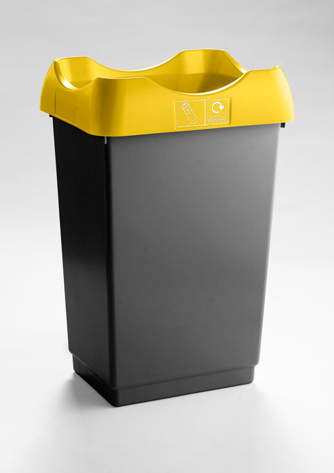 Open Top Recycling Bin with Coloured Lids and Stickers - 50 Litre