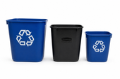 3 x Rubbermaid Rectangular Wastebaskets 12.9L - Blue