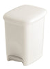 Small 5 litre white plastic pedal bin, off white body and lid