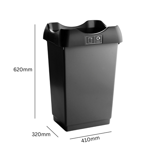 Open Top Recycling Bin with Coloured Lids and Stickers - 50 Litre