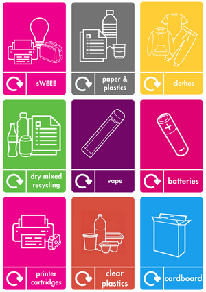 A5 Recycling Stickers - 17 Waste Streams Available