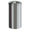Stainless steel body and lid self extinguishing litter bin.  Circular aperture on the top for waste disposal