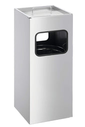Durable Square Metal Bin with Integrated Sand Ashtray - 17 Litre