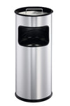 Durable Round Metal Bin with Integrated Sand Ashtray - 17 Litre