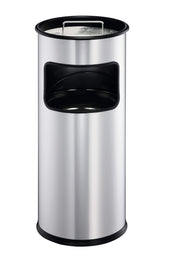 Durable Round Metal Bin with Integrated Sand Ashtray - 17 Litre