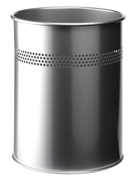 Circular Steel Waste Bin with Perforated Ring - 15 Litre