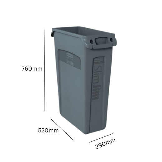 Slim Jim Waste Container with Venting Channels - 87 Litre