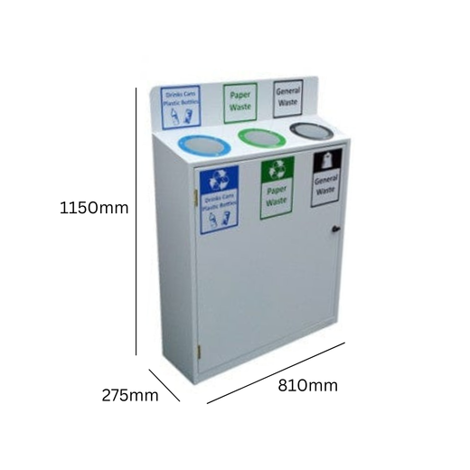 Slimline 3 Bay Recycle Station - 3 x 50 Litre Compartments