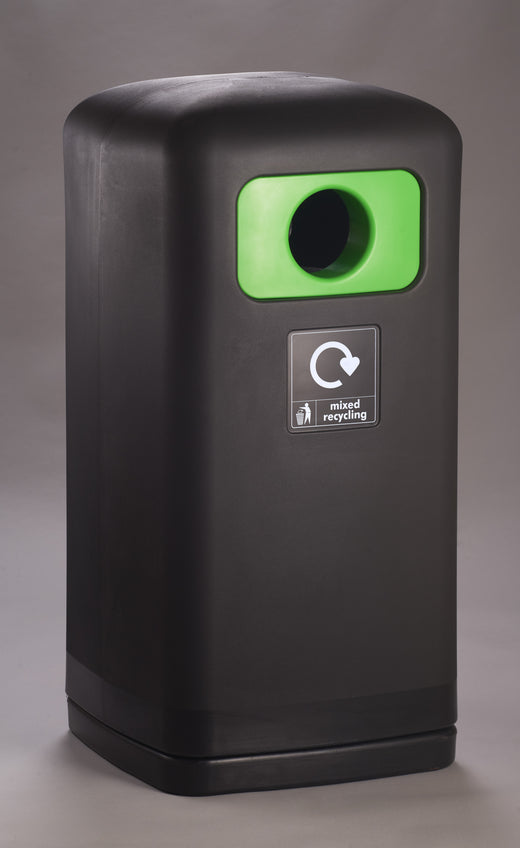 Outdoor Rubbish Bin with Black Shell and Lime Green Insets