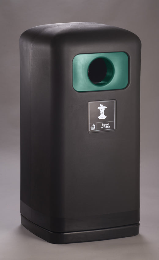 Outdoor Litter Container with Black Casing and Dark Green Panels