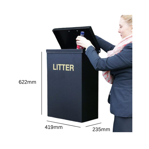 Square Post Mountable Litter Bin - 56 Litre