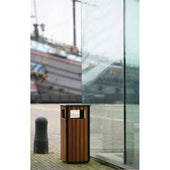 Square Outdoor Wood Effect Litter Bin - 36 Litre