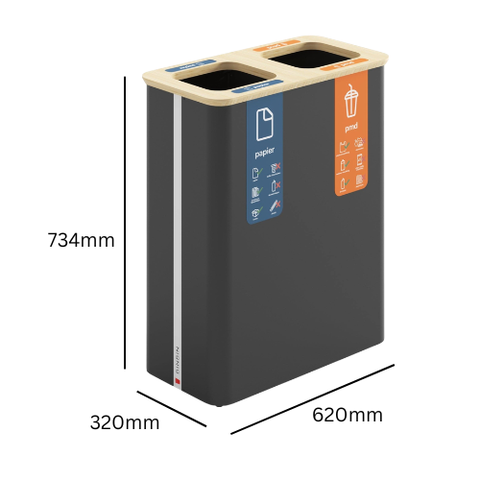 Trinity Two Bay Office Recycling Station - 2 x 60 Litre