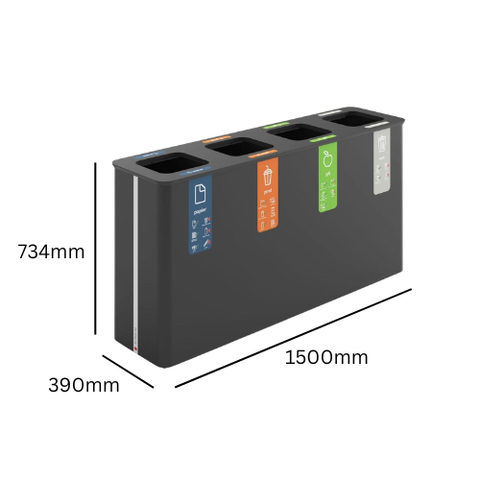 Trinity Quad Recycling Bin - 4 x 90 Litre