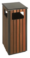 Square Outdoor Wood Effect Litter Bin - 36 Litre
