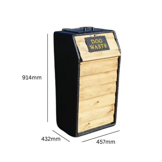 Timber Front Dog Waste Bin - 91 Litres