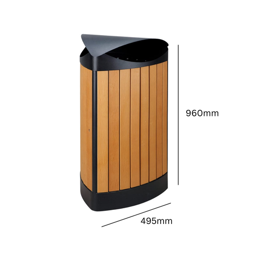 Triangular Wood Effect Litter Bin - 60 Litre