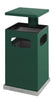 Large outdoor trash bin with 3 wide openings and a cigarette tray on top.