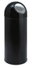 Removeable lidded 55 litre waste bin with black lid and black body, containing a stainless steel push flap mechanism