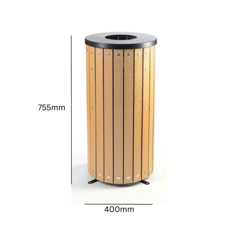 Wood Effect Outdoor Litter Bin - 40 Litre