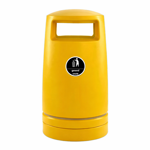 Yellow External Hooded Litter Bin - 100 Litre