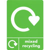Mixed recycling a5 sticker with recycling loop and text