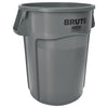 Round grey container with a 166 litre capacity, side moulded handles and BRUTE wording to the front