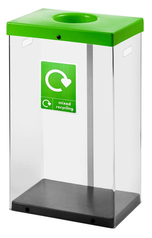 Green colour coded Transparent Bin for mixed recycling.