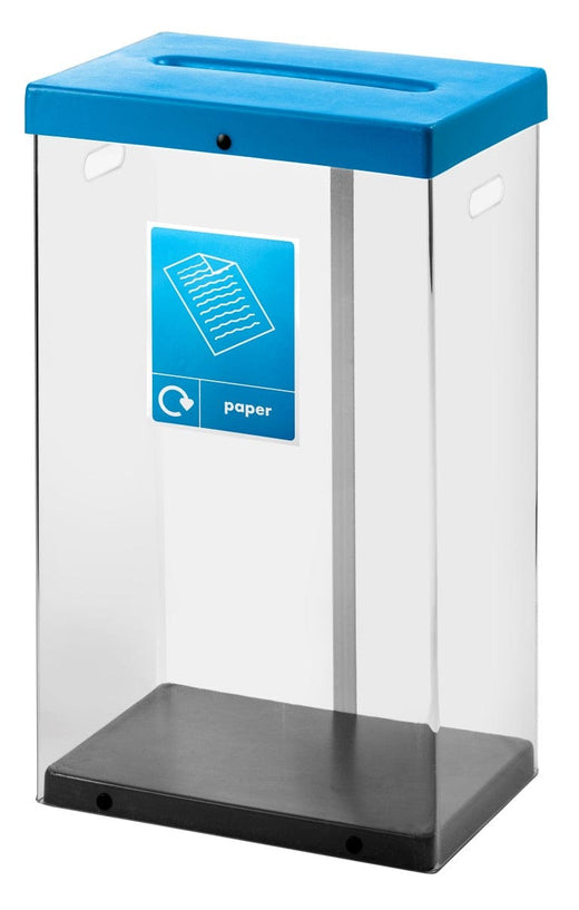 Light Blue colour coded Transparent Bin for paper recycling.