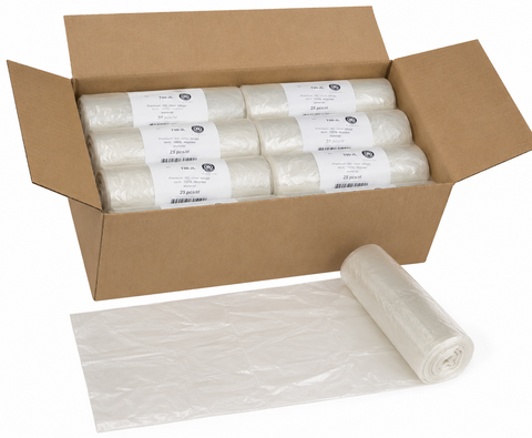 90 Litre Clear Refuse Liners - 100% Recycled Material (box of 200)